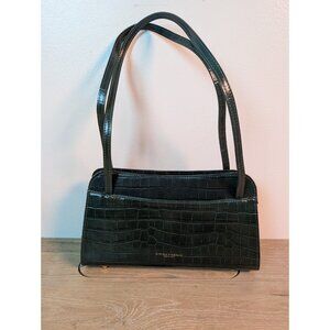 Hunter Green Croc Pattern Divina Firenze Handbag Shoulder Purse Made in Italy